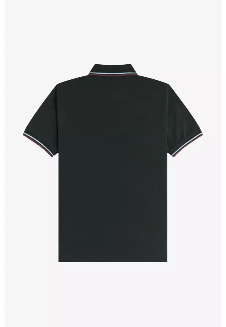 Fred Perry M12 Twin Tipped Fred Perry Shirt (Night Green / Ice / Oxblood)