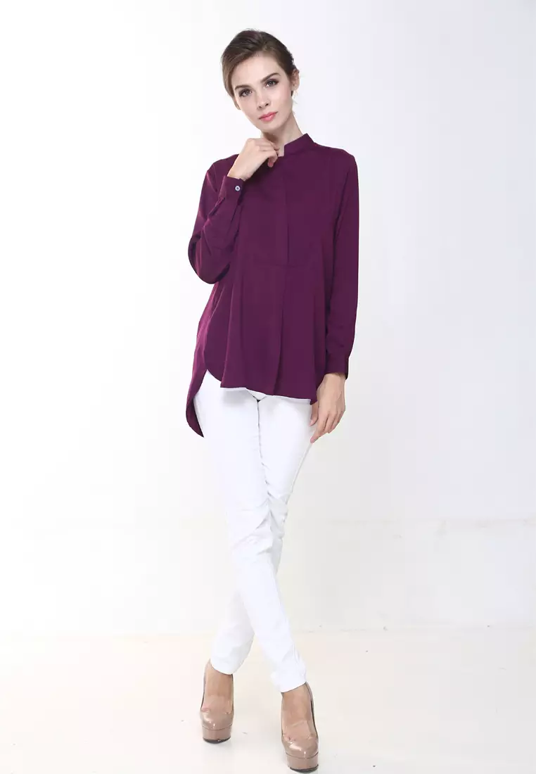 Eva Suit Shirt Top Office Wear in Dark Purple