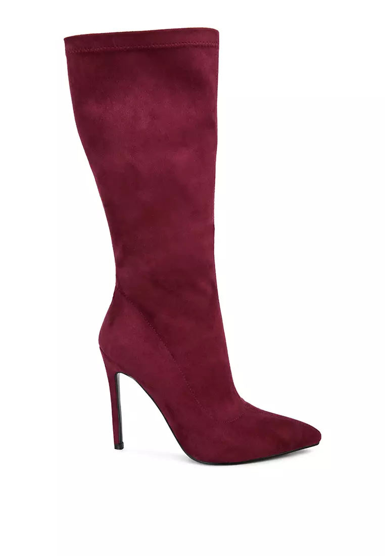 Discount on London Rag  shoes - SKU: Burgundy Pointed Toe High Heeled Calf Boot