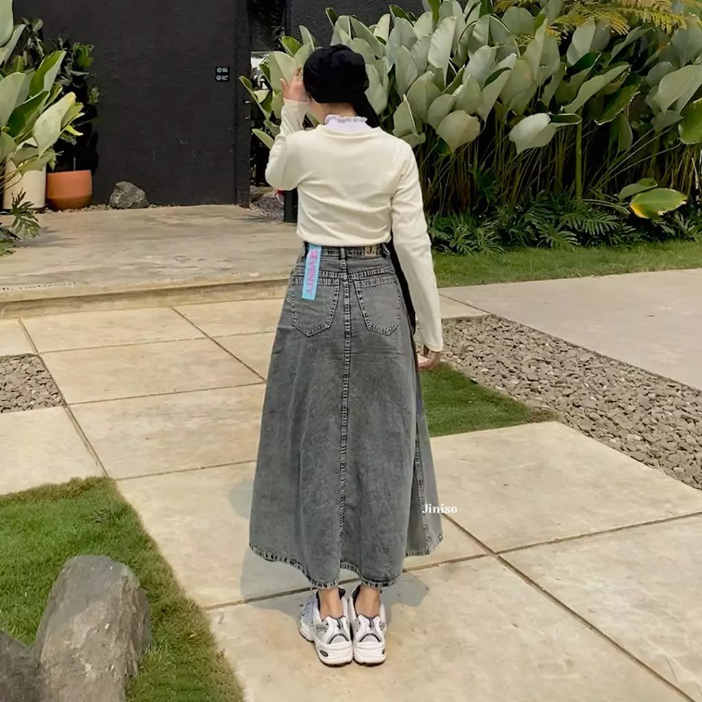 Highwaist Rok Basic Jeans Panjang 990 SEVENTY