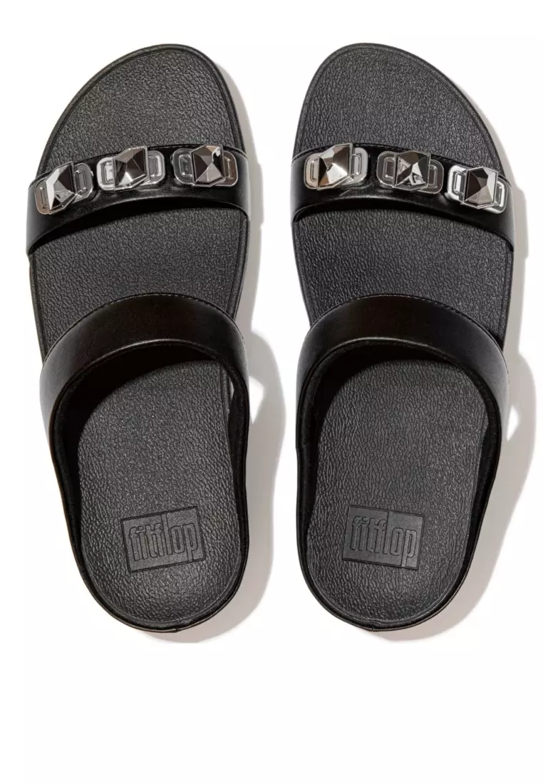FitFlop FINO Women's Crystal-Lock Slides - All Black (DA7-090)