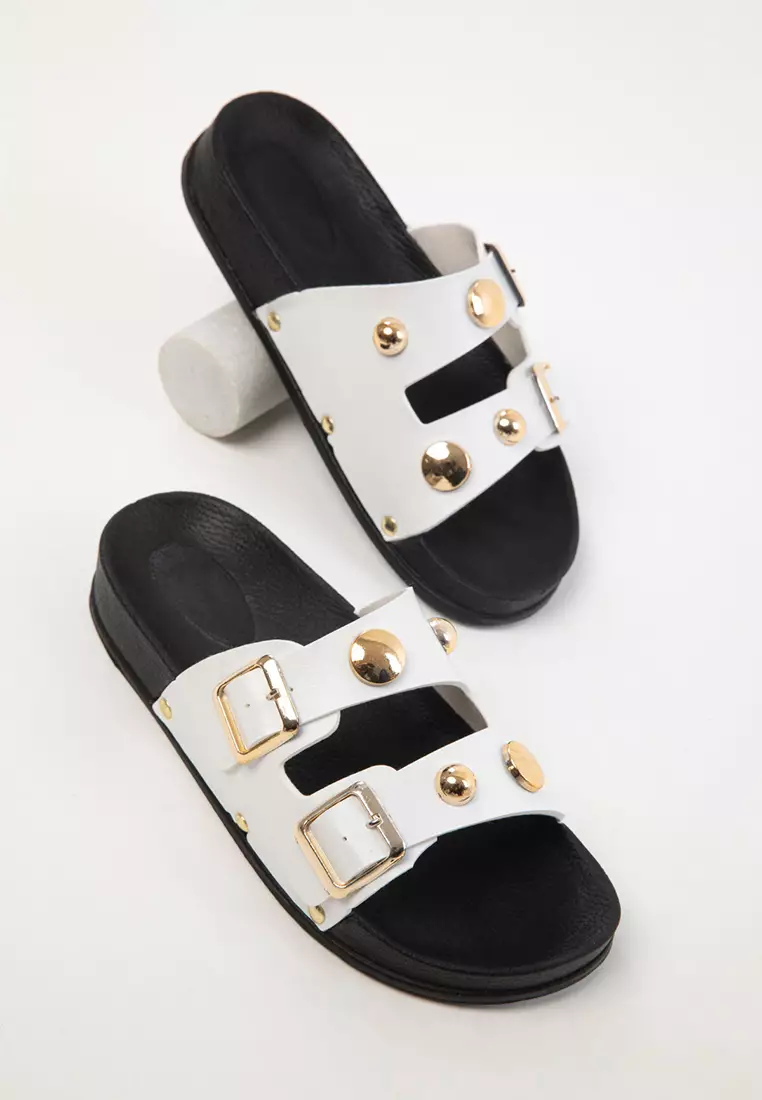 Black-White Women's Slippers 20490