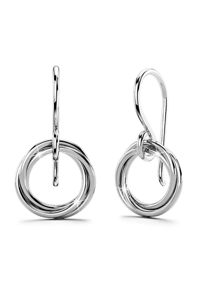 Solid 925 Sterling Silver Intertwined Circle Earrings