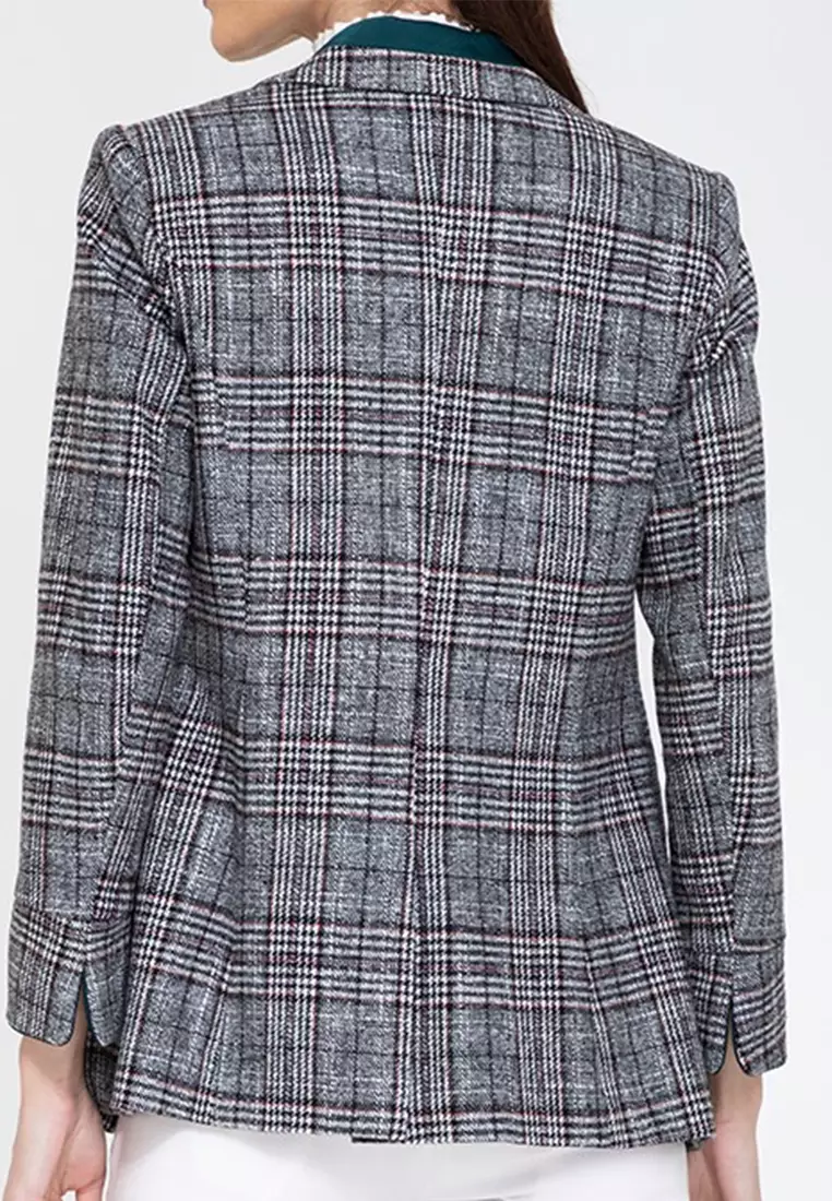 Woolen Plaid Blazer Jacket