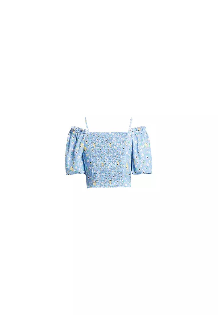 Off Shoulder Blouse with Front Ribbon Tie