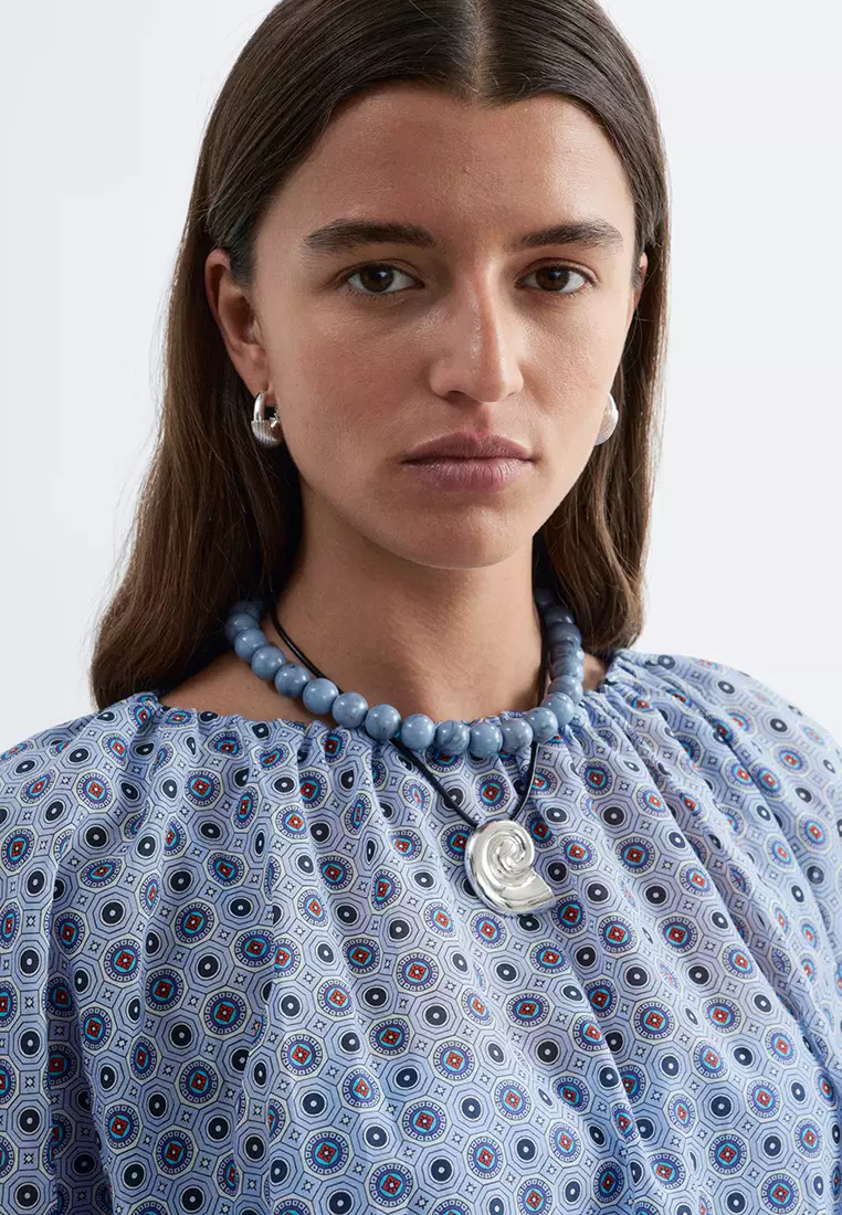 Printed Balloon Blouse