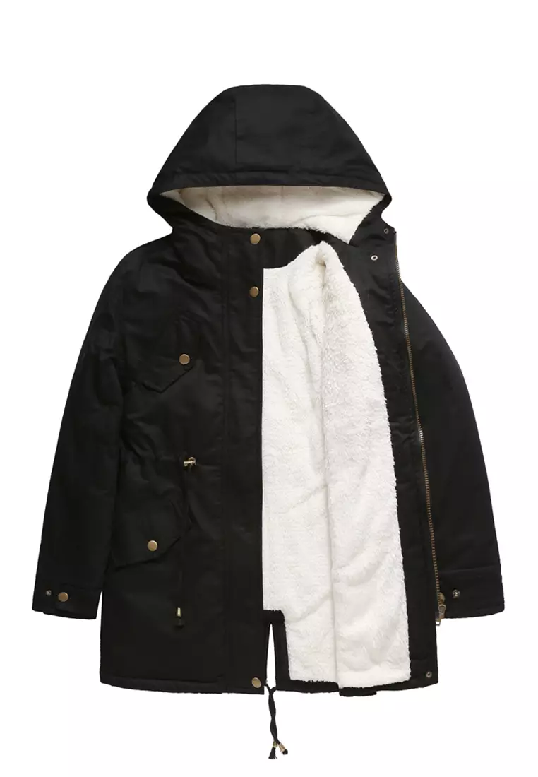 Fleece-lined Hooded Cotton Coat AD-D337