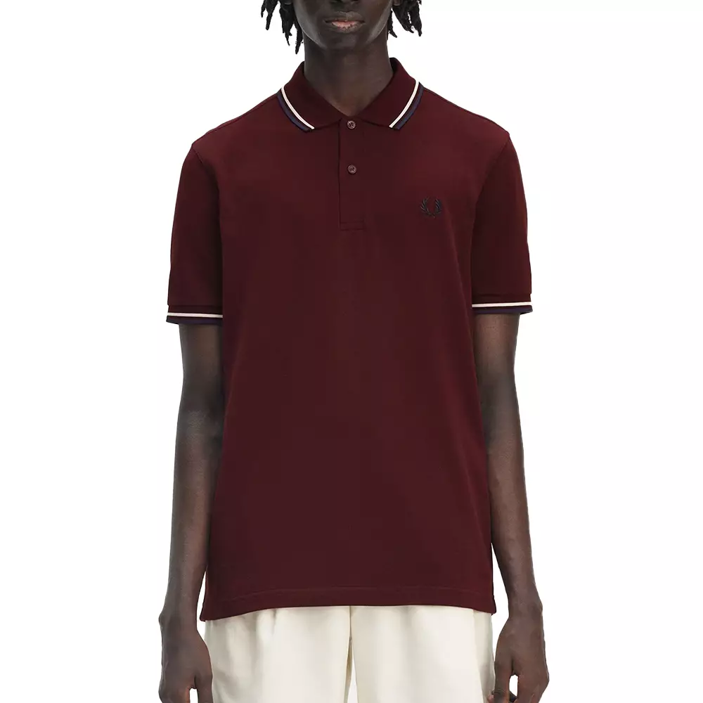 Twin Tipped Polo Shirt Oxblood/Ecru/Tennis Blue