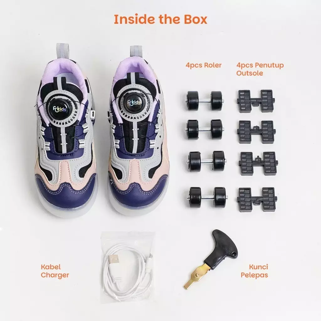 Sepatu Sneakers Roda LED Anak Perempuan Lepas Pasang T.Skate 02