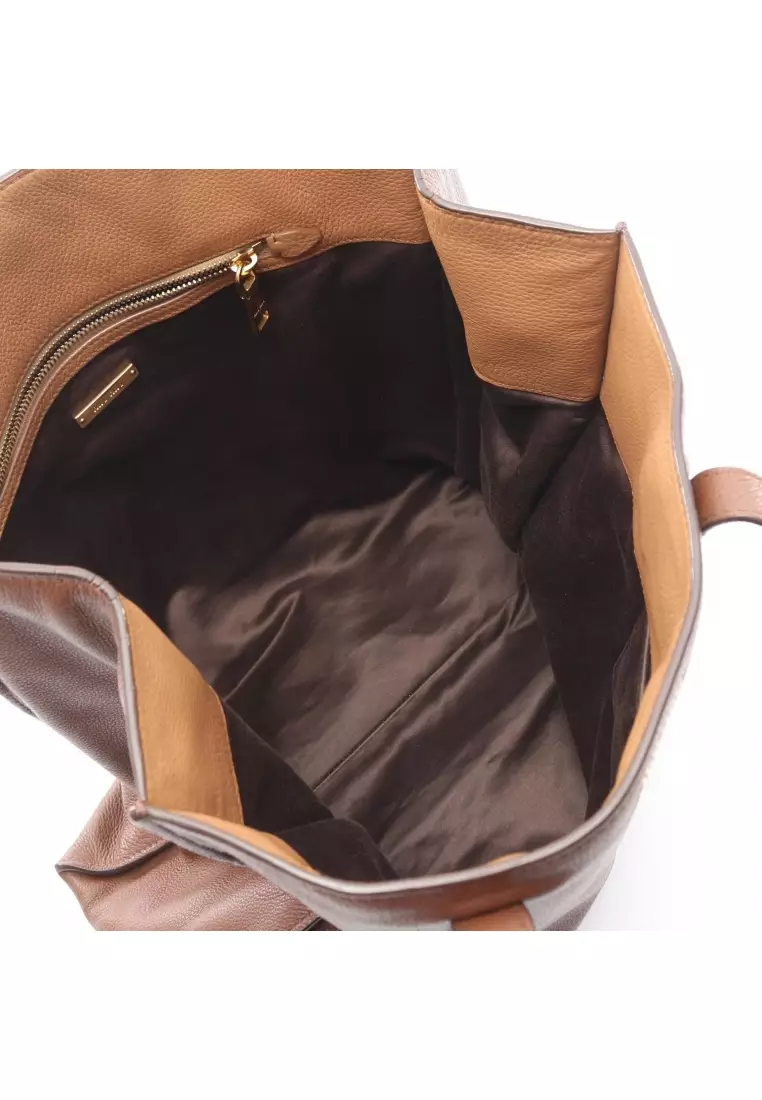 Pre-Loved MIU MIU Shoulder bag tote bag leather Brown