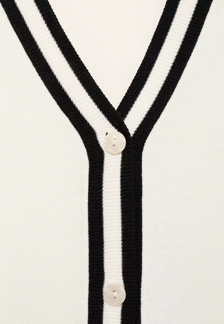 Cardigan with Contrasting Stripes