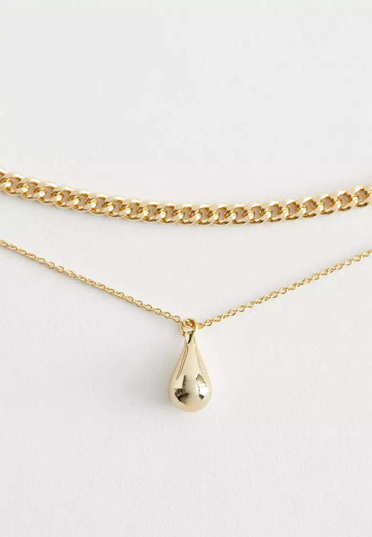 Gold teardrop pendant sales necklace