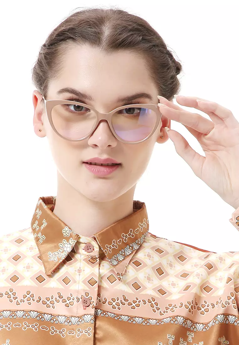 Kiano Kacamata Wanita Anti Radiasi Glasess Frame Material Plastic ORIGINAL - Cream