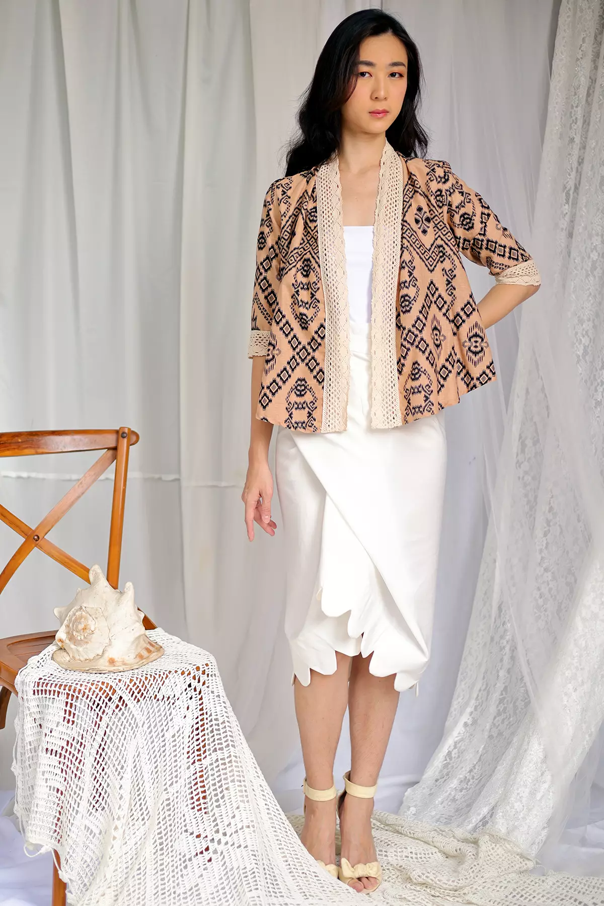 Hamiza Ikat Beige Outer Batik