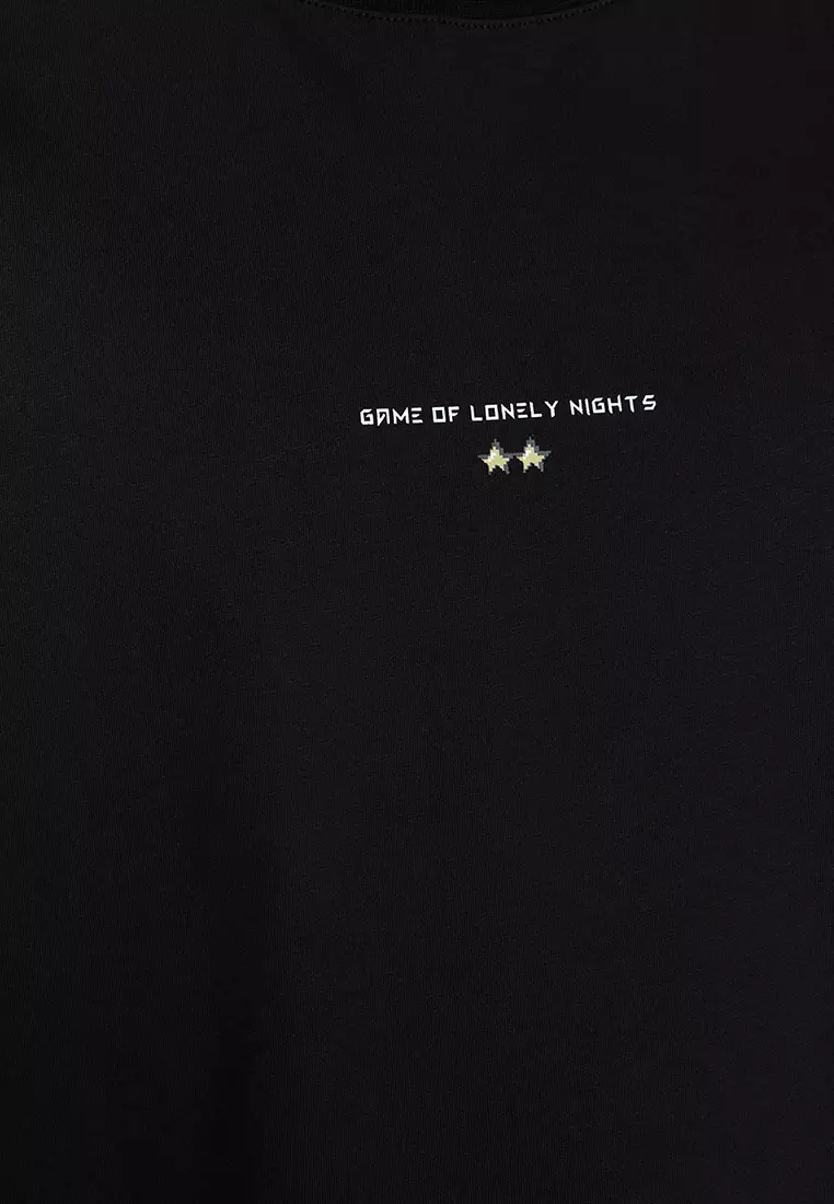 Crew Neck Short Sleeve Game Over Printed T-Shirt