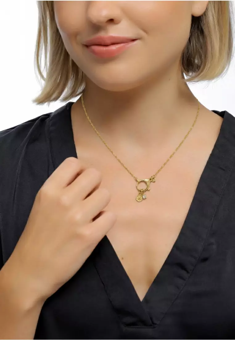 Kalung Necklace Perak 925 Lapis Emas Wanita Zirconia Outfit Korea