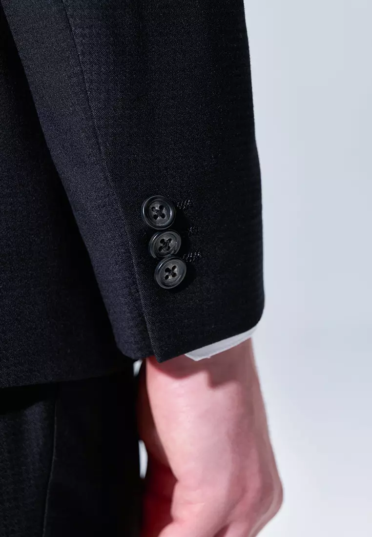 Black Textured Tailored Suit