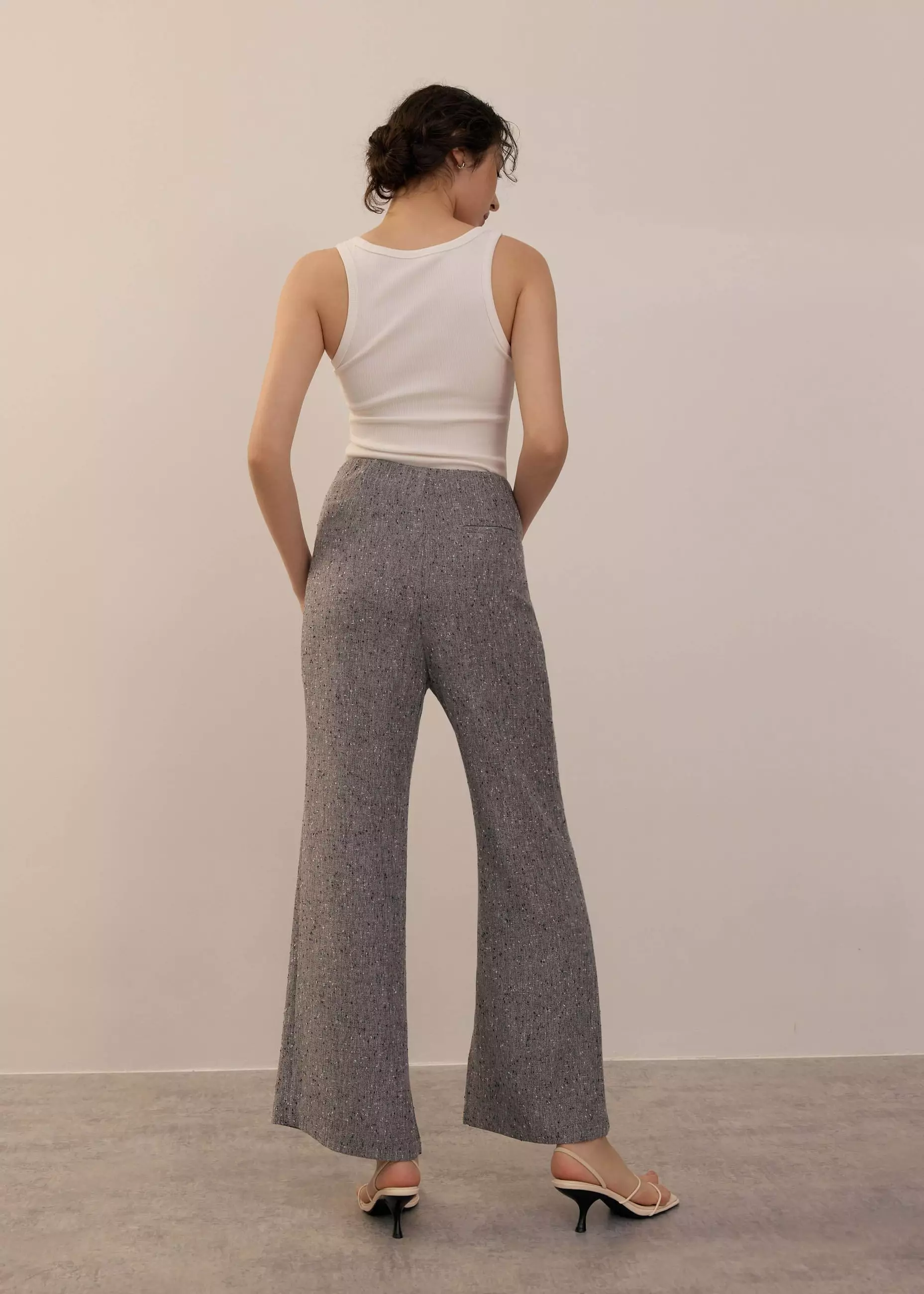 Celana Panjang Wanita - Leggy™ Elastic Tweed High Waist Kick Flare Pants