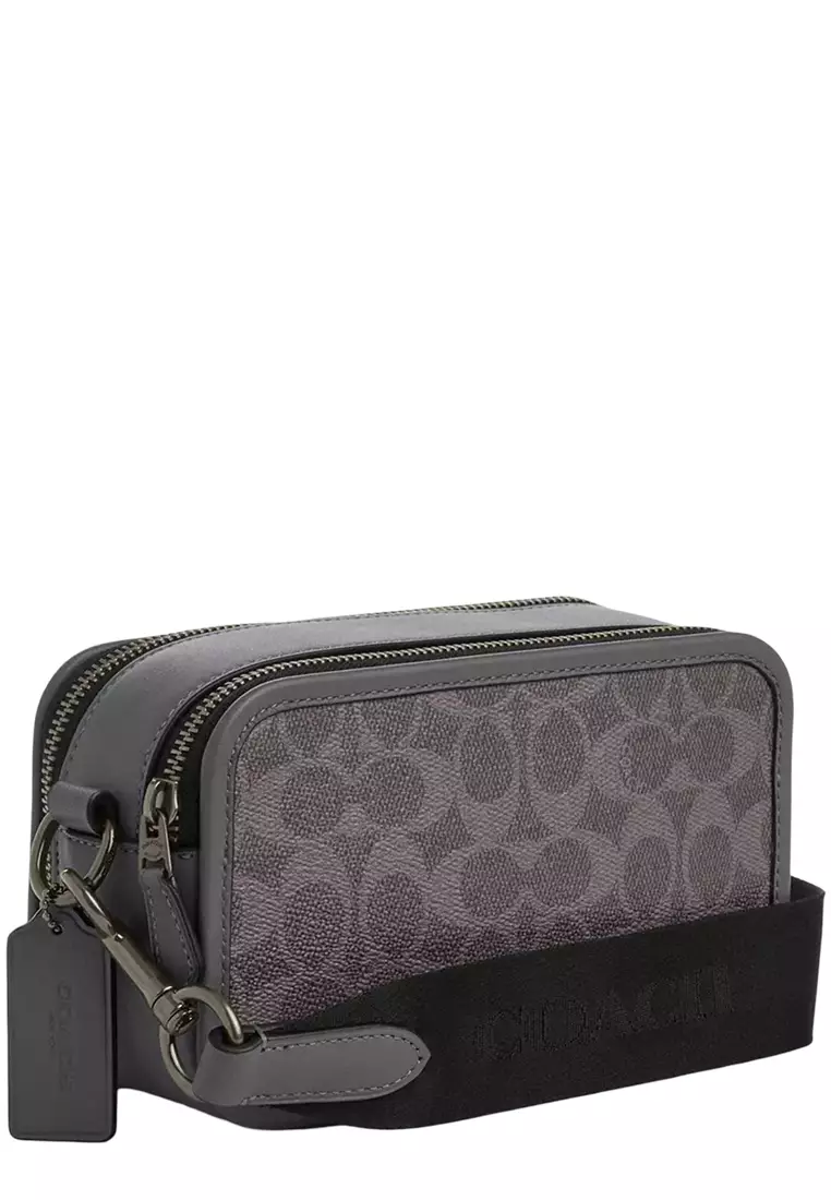 Wyatt Crossbody Bag In Signature Canvas - Grey/ Charcoal CW365
