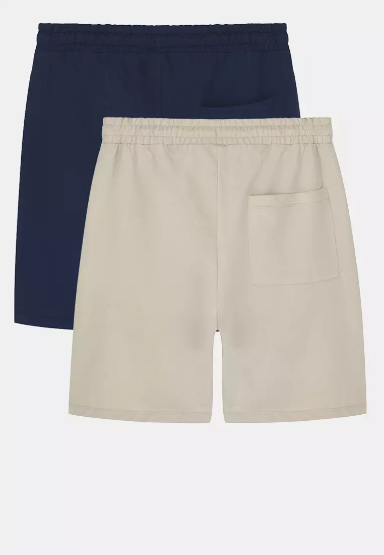 Navy Blue-Stone 2-Pack Regular 100% Cotton Comfort Shorts TMNSS24SR00013
