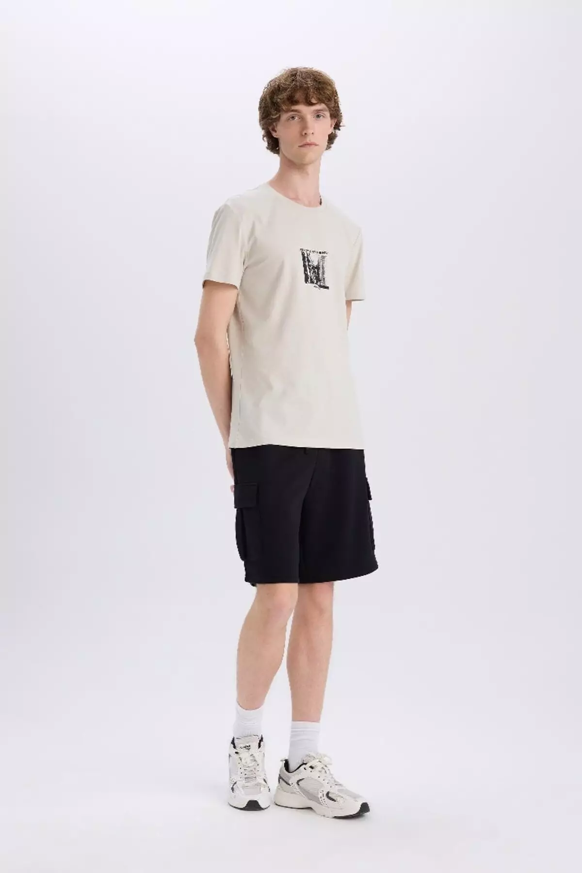 Regular Fit Waist Lace up Cargo Pocket Shorts D9494Ax25Sm