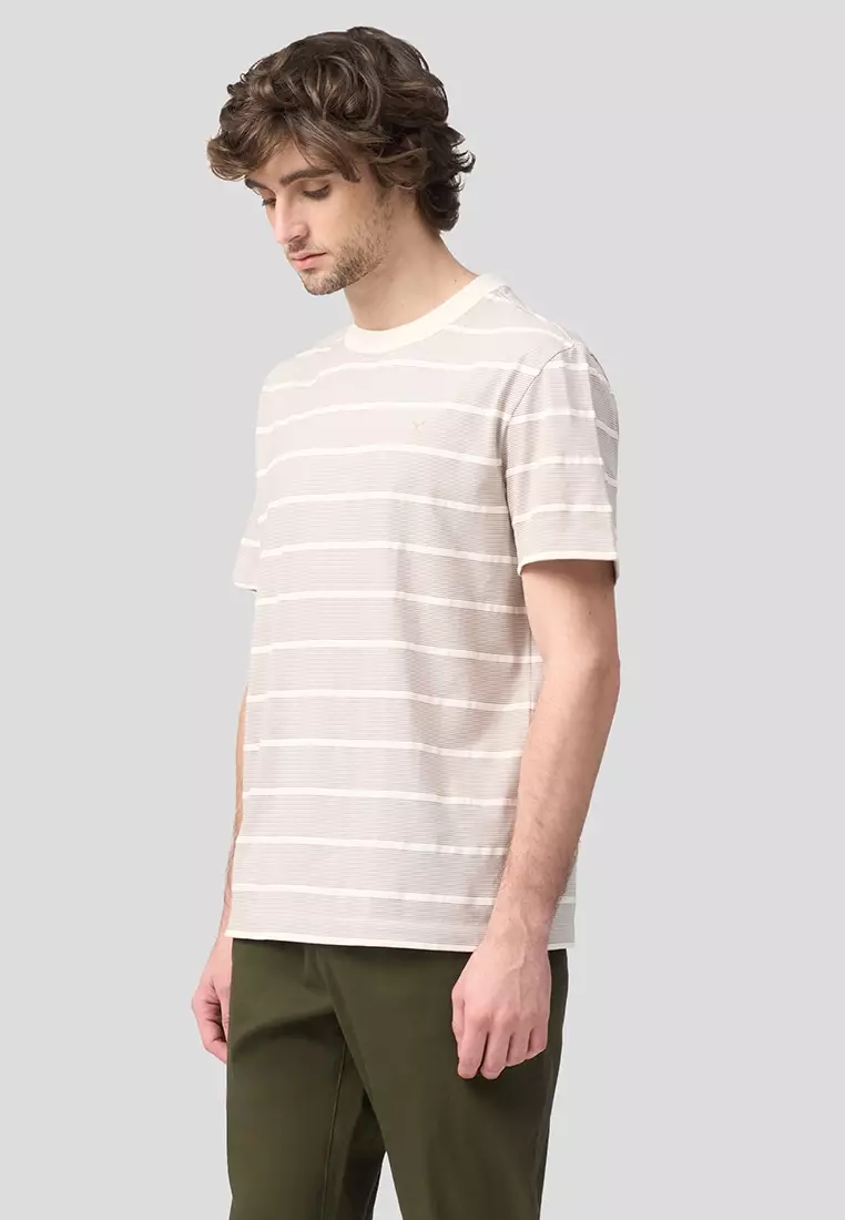 Regular Fit Stripe T-Shirt In Jacquard Knit