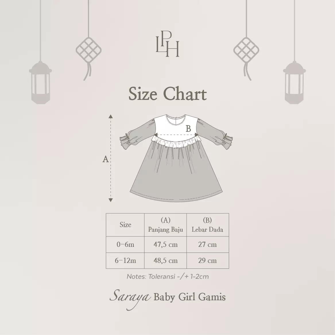 Little Palmerhaus - Baju Lebaran 2026 - Saraya Baby Girl Gamis (Baju Gamis Bayi Usia 0-12 Bulan) Brick Red