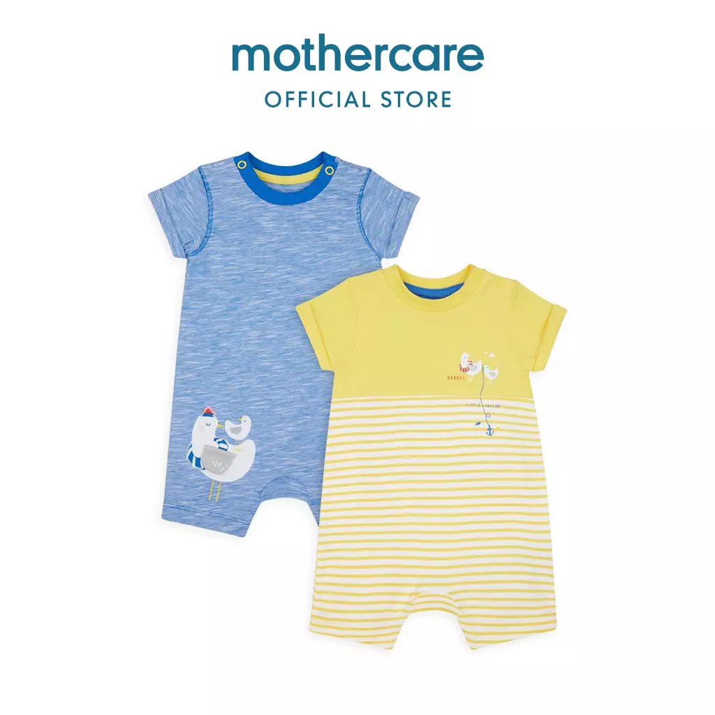 Mothercare Seaside Rompers 2 Pcs - Set Terusan Berlengan Bayi (Multicolor)