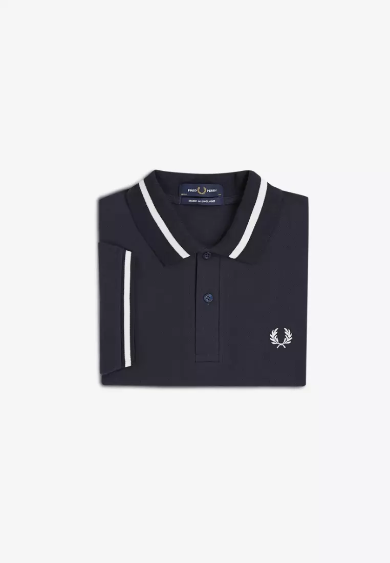 Fred Perry M2 Single Tipped Fred Perry Shirt (Navy / Snow White)