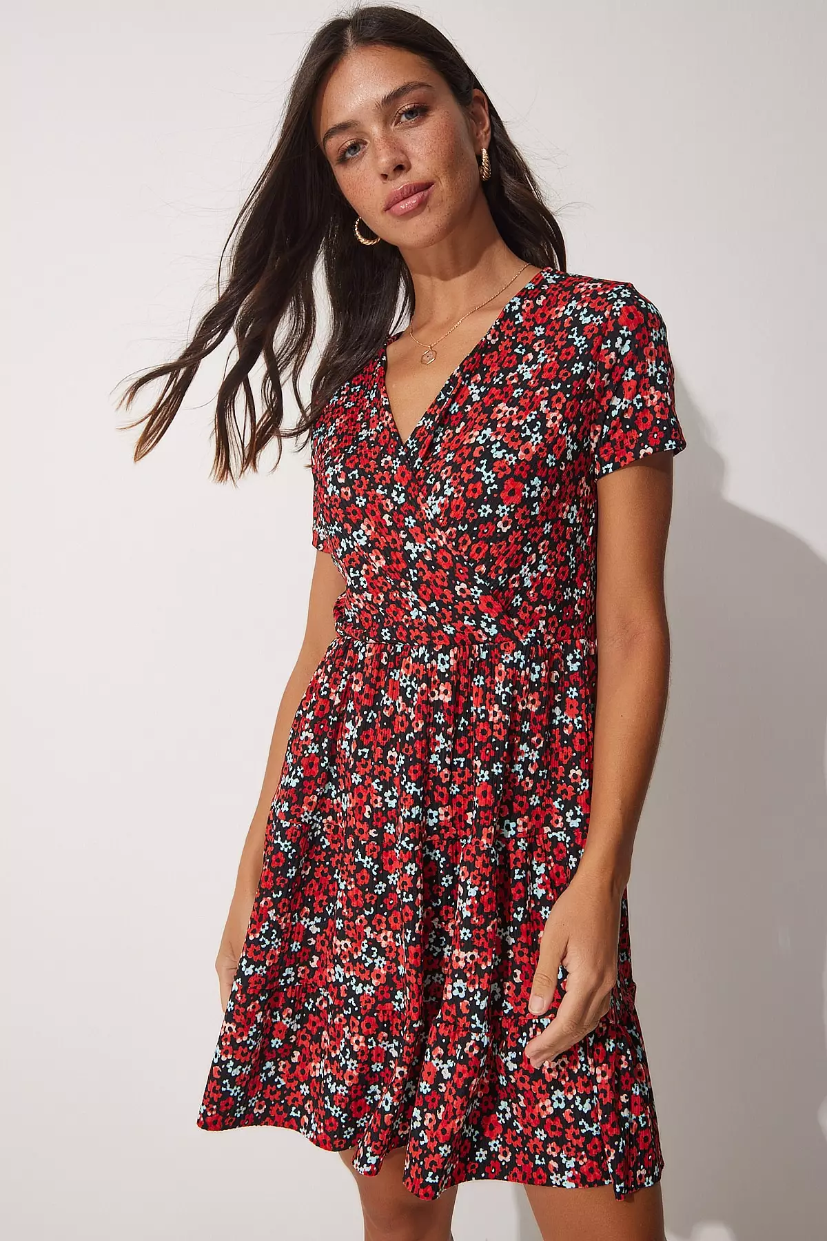 Wrap Knitted Collar Summer Dress