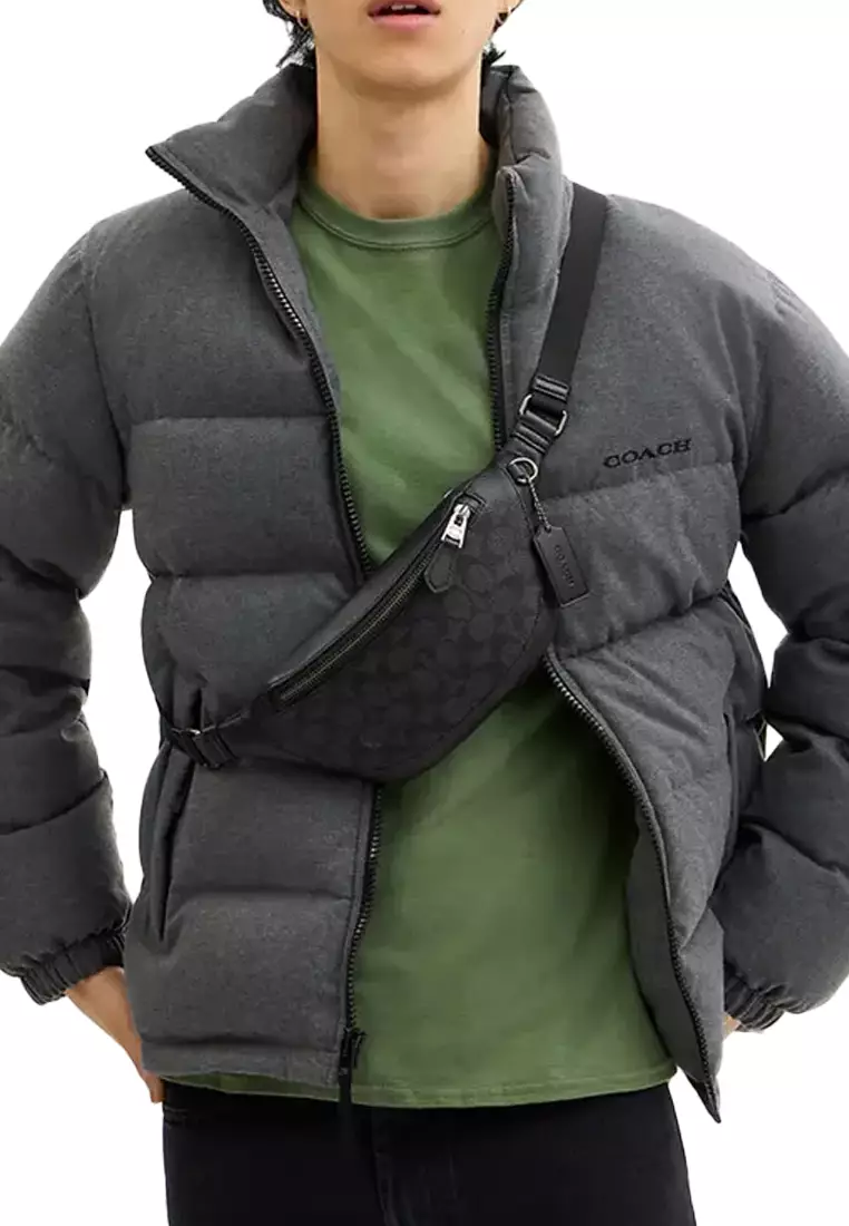 Warren Mini 男士斜挎包木炭色拼黑色CW369