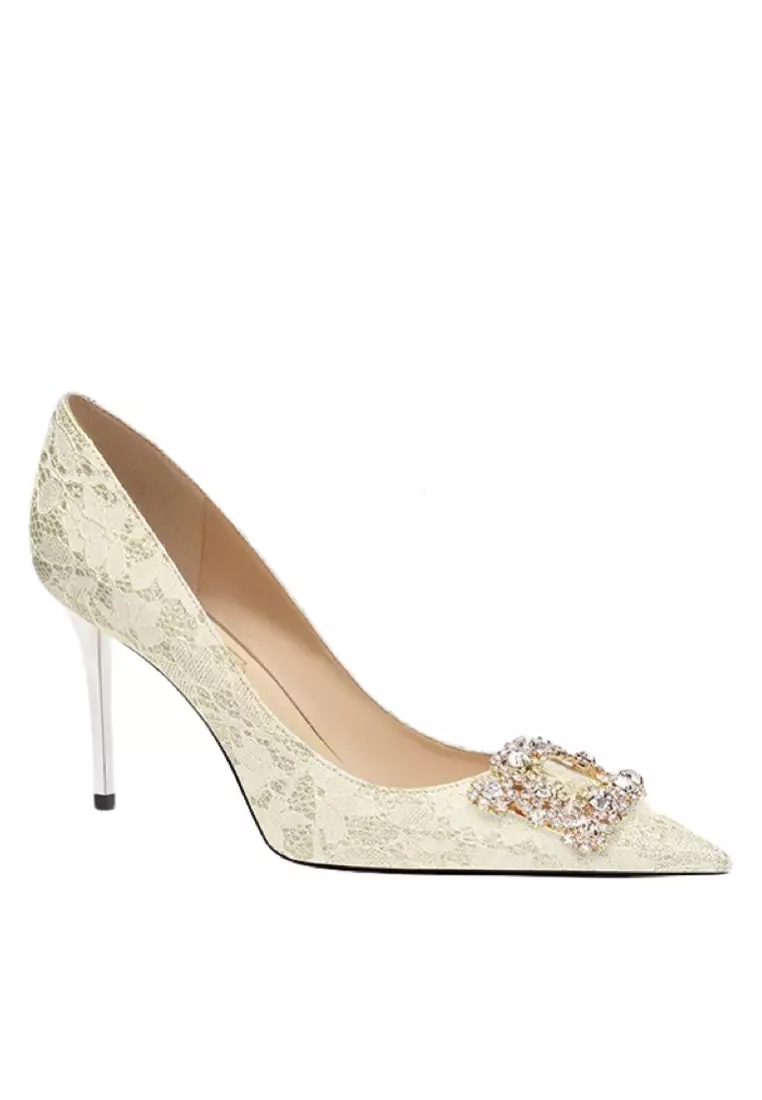 Discount on Twenty Eight Shoes  shoes - SKU: 8cm Rhinestone Square Buckle Pointed Golden Wedding Heels Px708-B53-1
