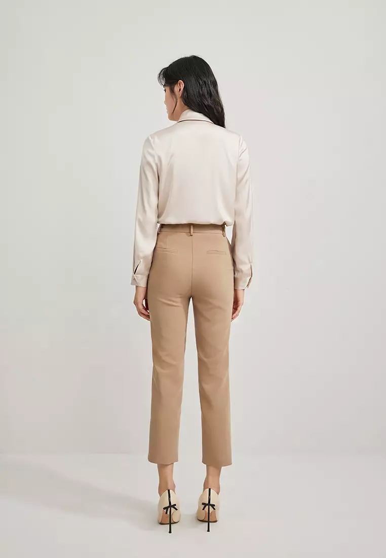 Long Sleeve Satin Button Blouse