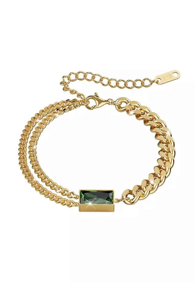 Emerald Zirconia Multiple Chain Bracelet
