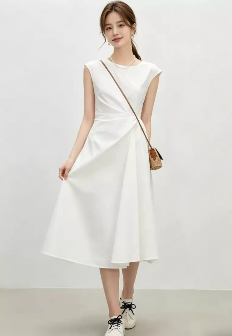 Twist Waist A-Line Midi Dress CA26041003W