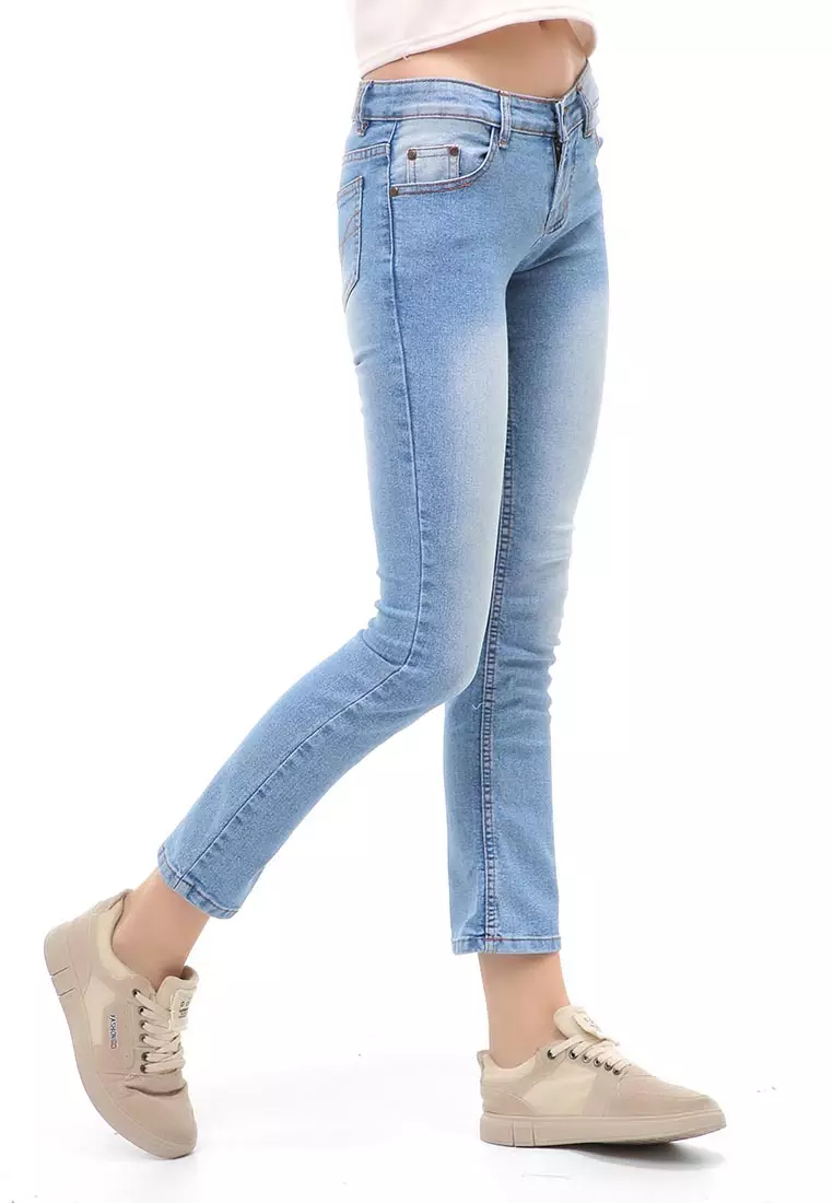 Jourel Long Pants Celana Panjang Jeans Cutbray Wanita Material Denim ORIGINAL - Light Blue