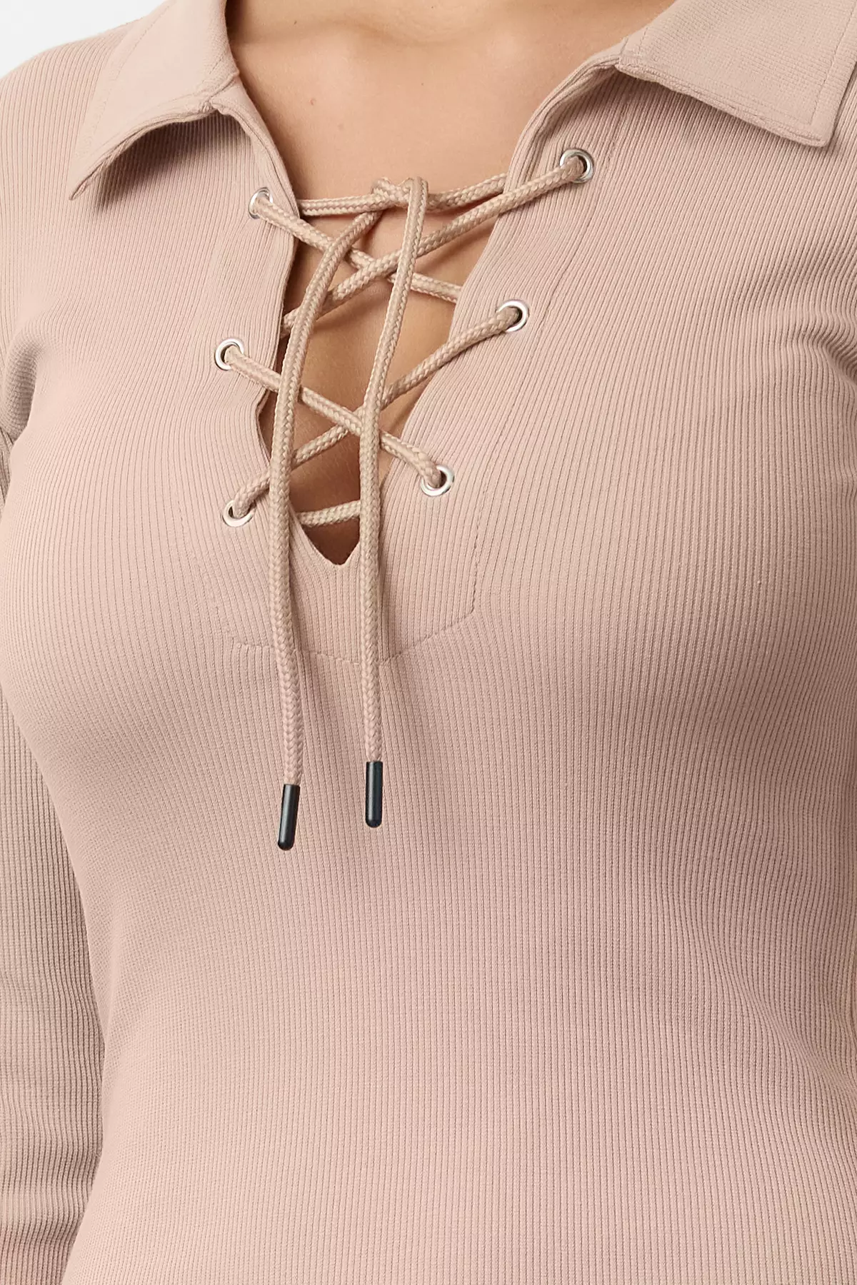 Lace Up Slit Midi Dress