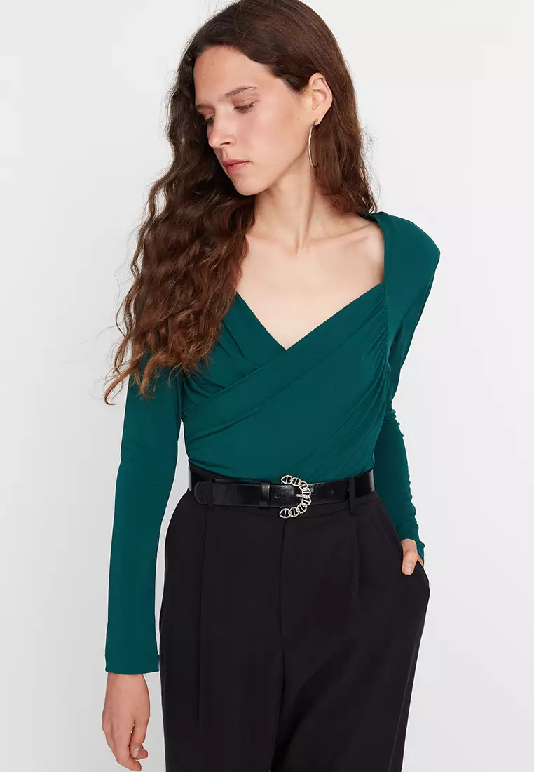 Drape Detailed Bodysuit Top