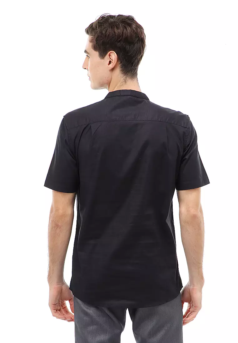 Dwan Atasan Kasual Kemeja Koko Pria Slim Fit Lengan Pendek Material Cotton ORIGINAL - Black