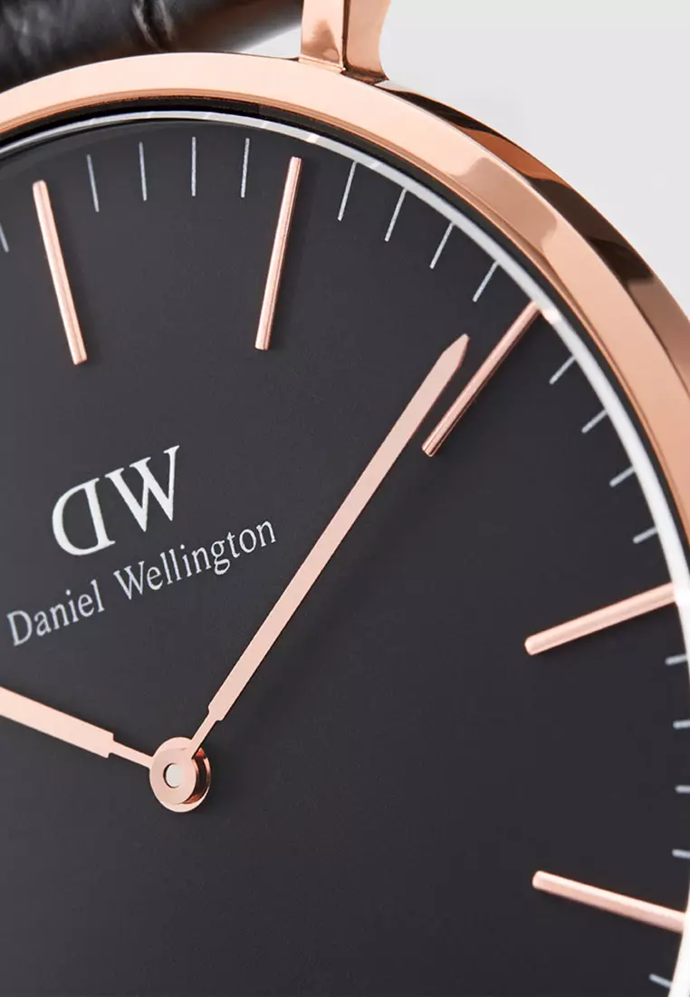 Classic Cornwall 40mm Watch - Black dial 尼龍  Nato starp - Rose gold - 男士手錶 男錶 - DW Watch 丹尼爾惠靈頓 for men - Authentic