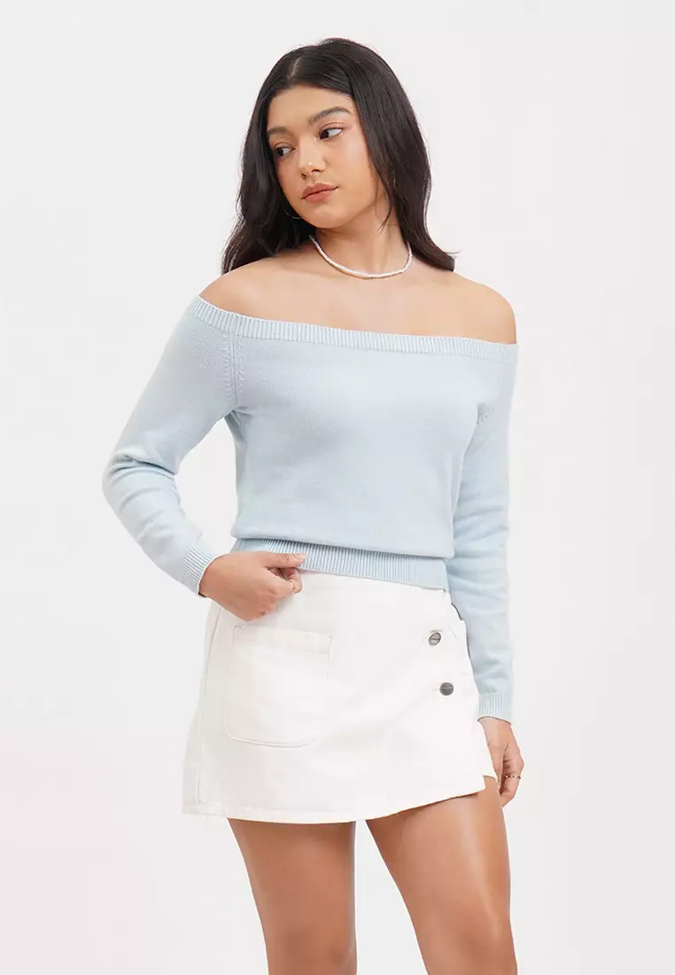 Buy Slim Fit Off Shoulder Top 2024 Online ZALORA Philippines