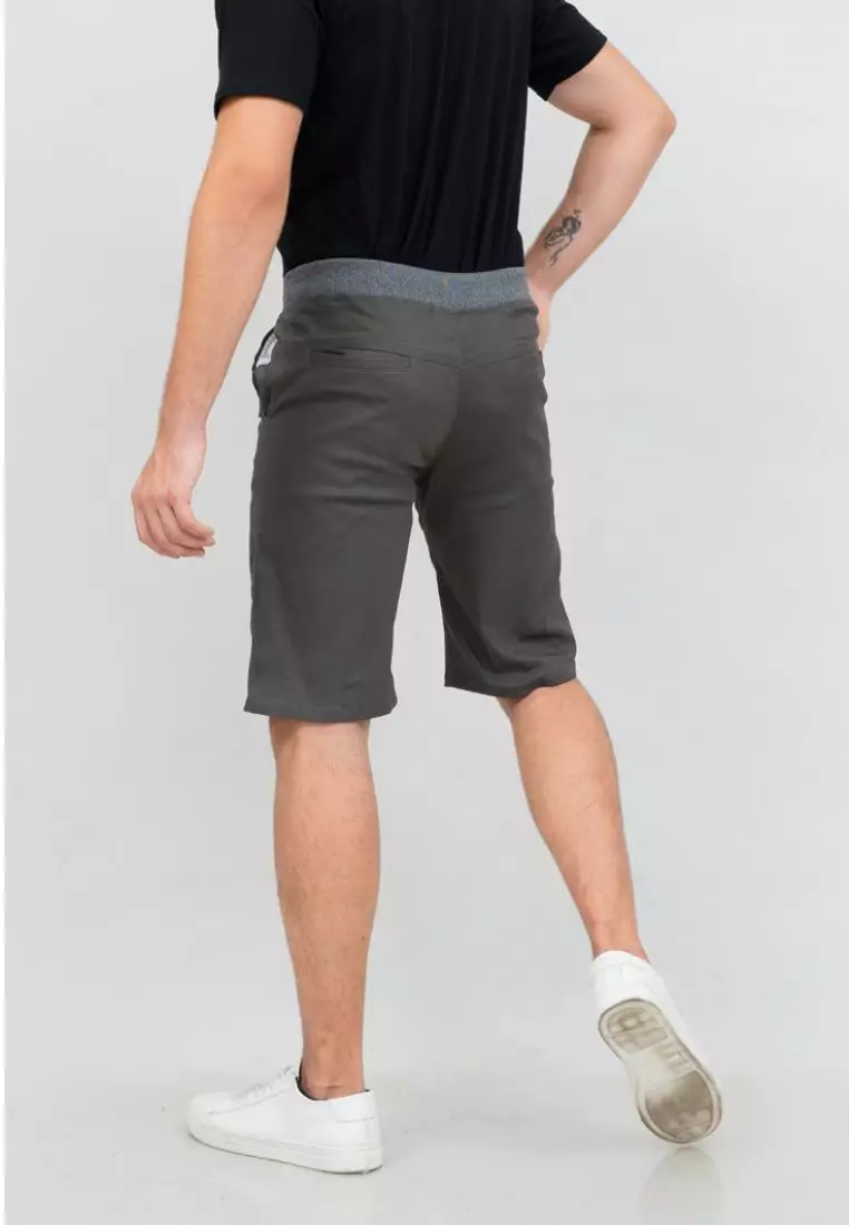 Celana chino pendek cino slim fit PINGGANG KARET Abu abu houseofcuff