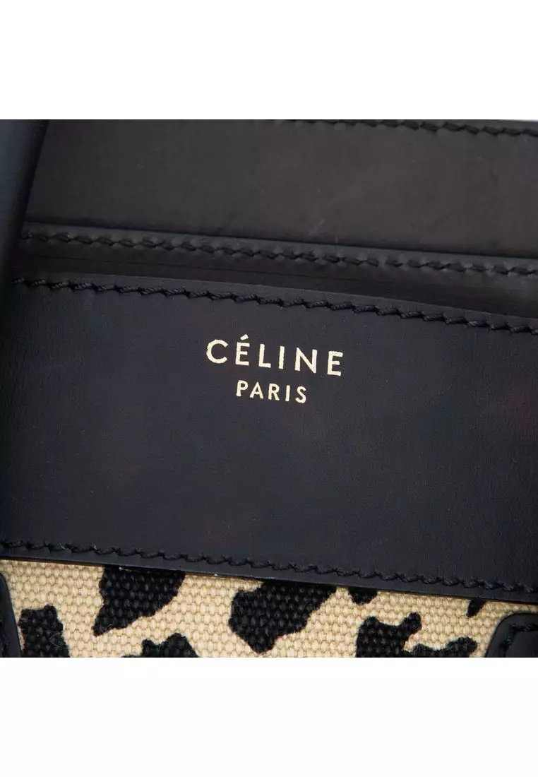 Pre-Loved Celine Mini Canvas Leopard Print Luggage Tote