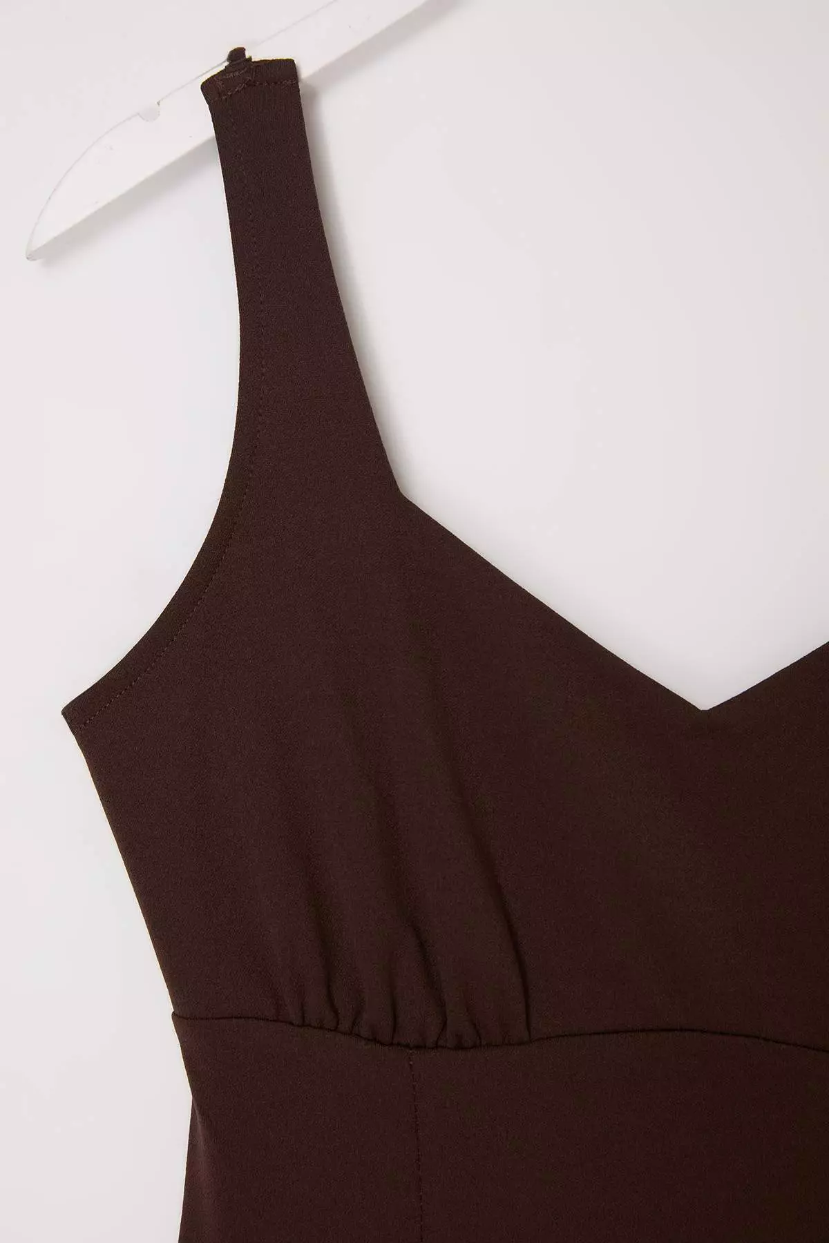 Brown A-Line/A Bell Form Sweetheart Neck Sleeveless Maxi Scuba Crepe Knitted Dress Twoss26El00262