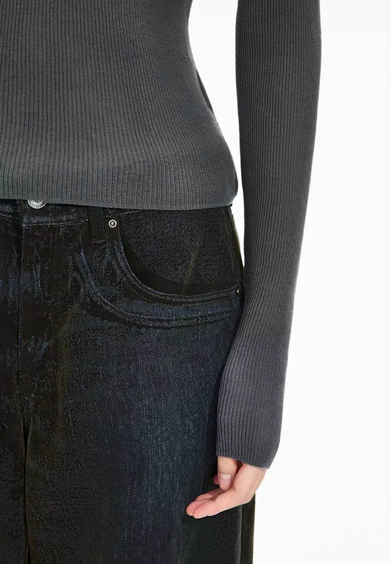 棉修身超薄款長袖套頭針織衫