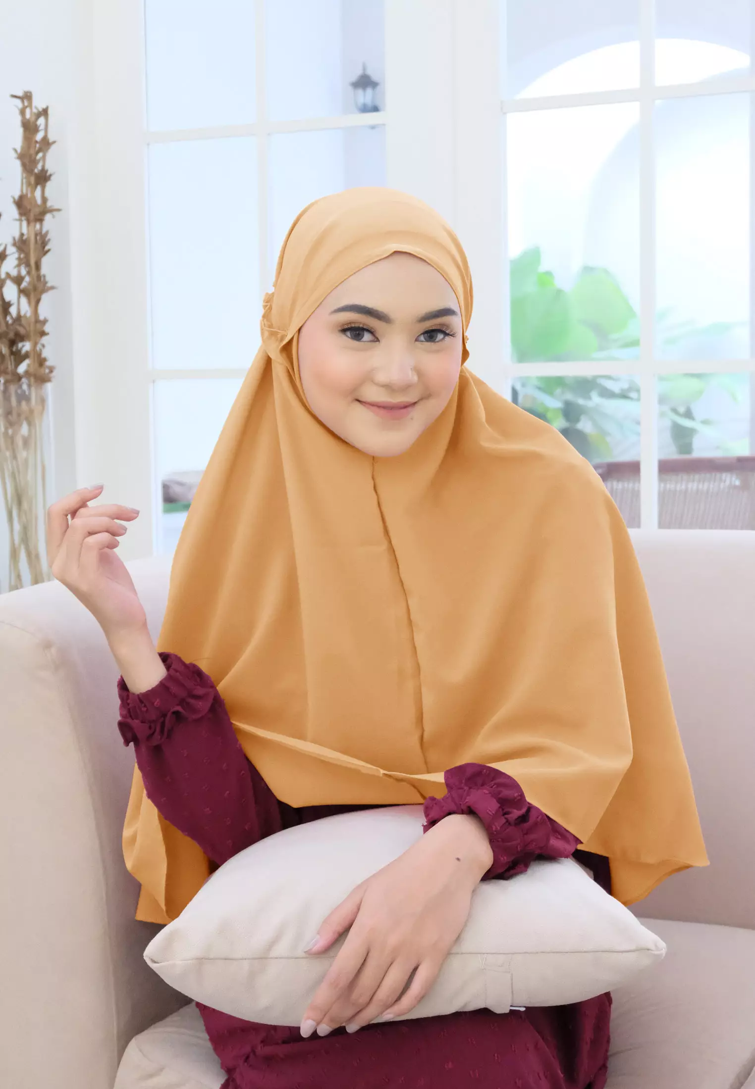 Cotton Bee - Zaylie Bergo Tali | Hijab Instan Tali Ruffle - Sunset Sand