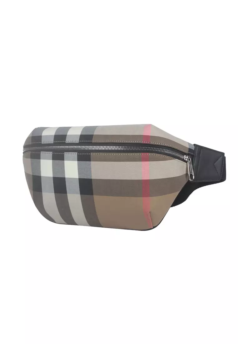 Jeff Check Belt Bag in Taupe Brown 80845551