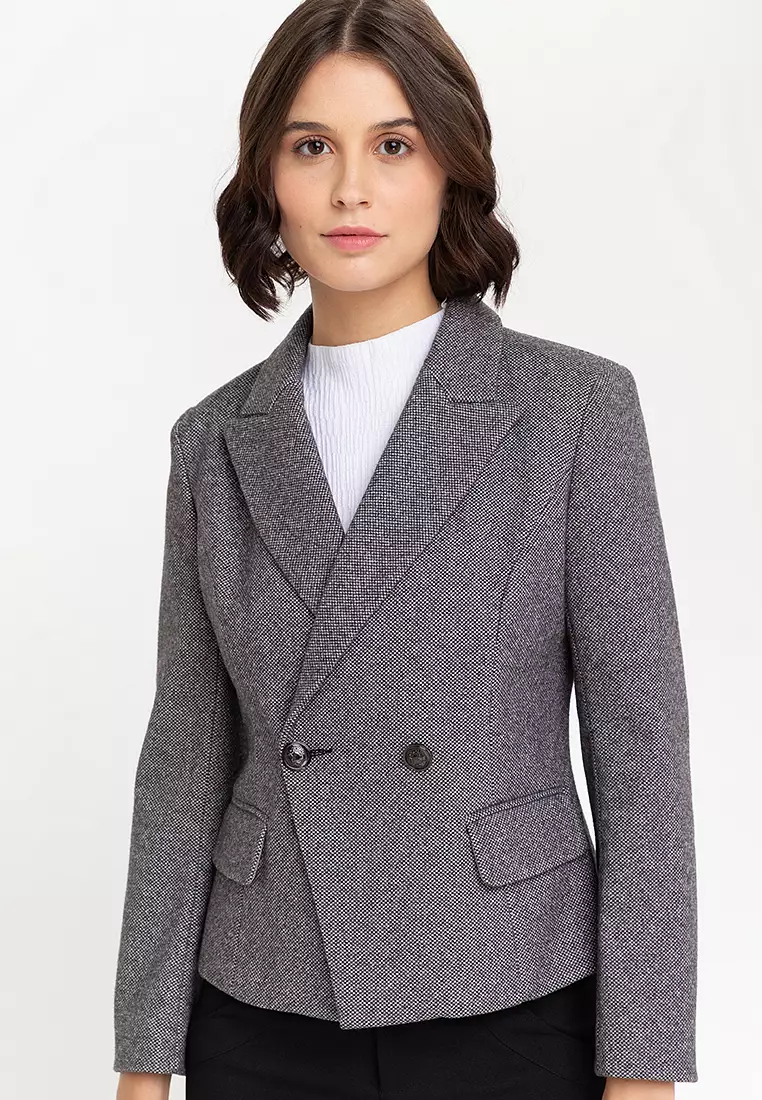 Cross-Shaped Button Blazer