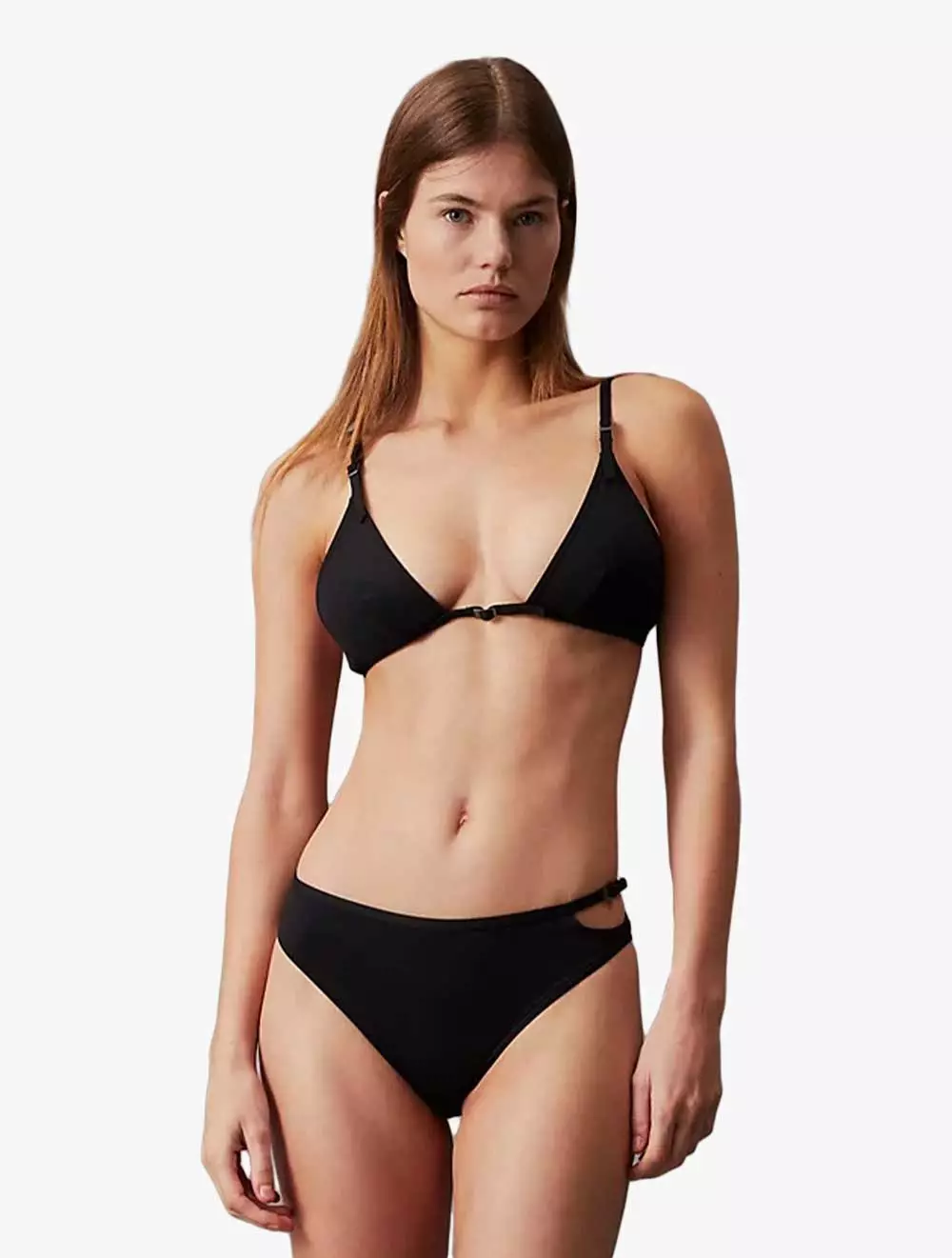 CALVIN KLEIN SWIMWEAR - TRIANGLE BIKINI TOP - CK MICRO BELT - Black - black