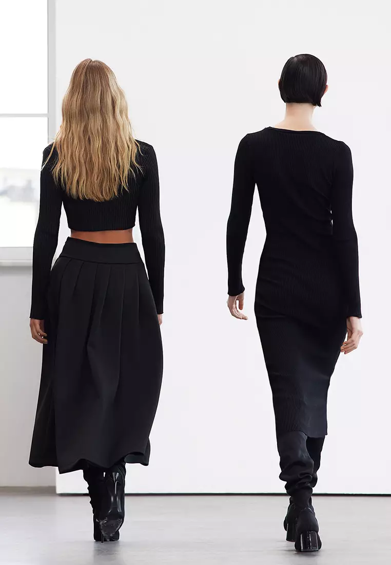 Limited Edition Black Maxi Premium Yarn/Special Yarn Knitwear Rose Detail Dress TWOAW25EL00236